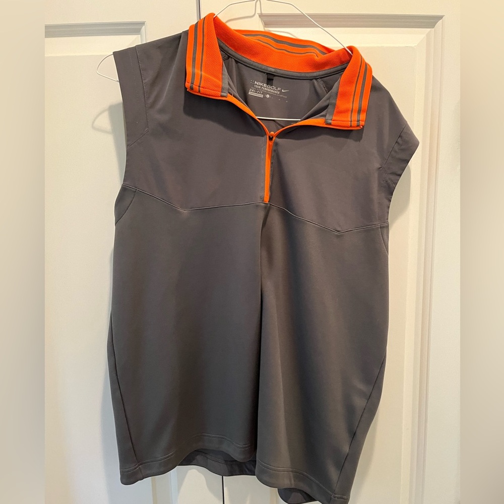 Nike Golf Quarter Zip Pullover Vest Gray and Orange Large